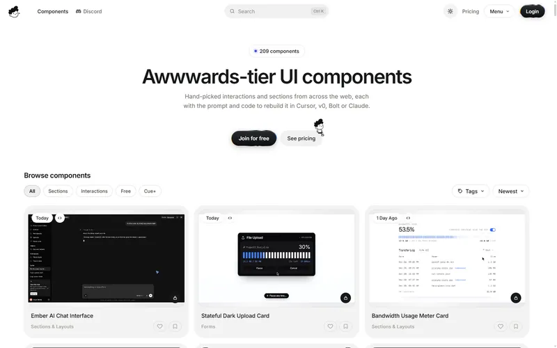 Cue website preview