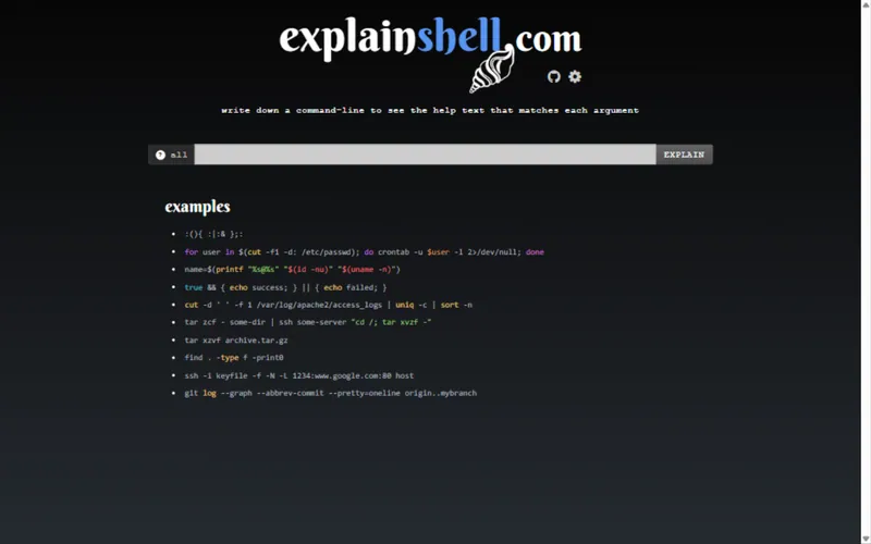 explainshell website preview
