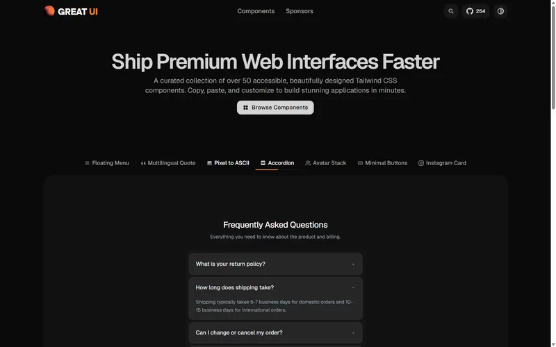 Great UI website preview