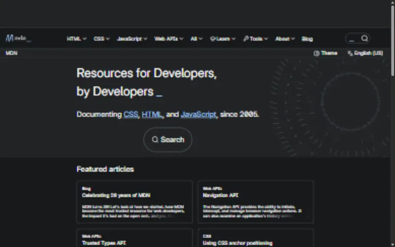MDN Web Docs website preview