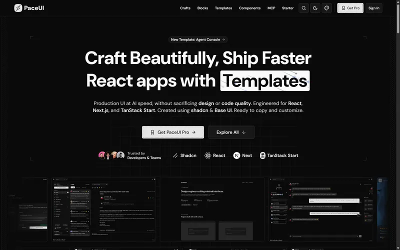 PaceUI website preview