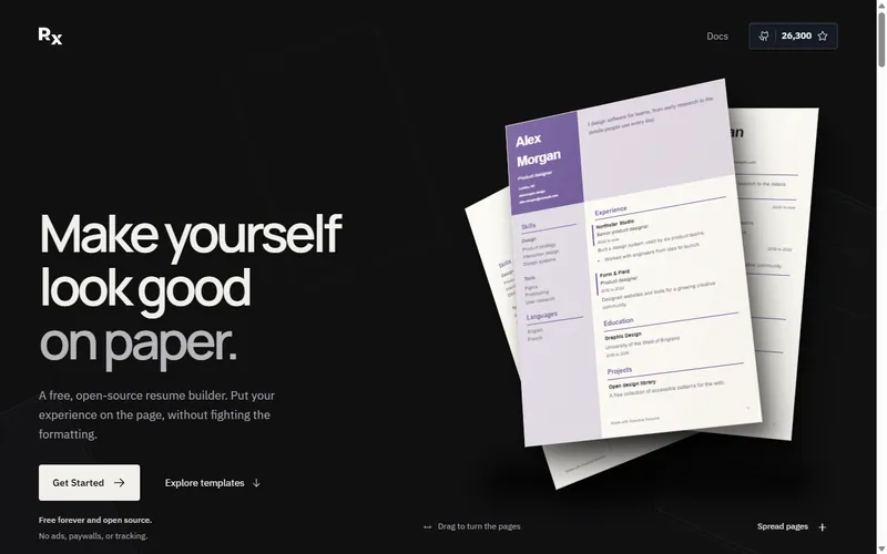 Reactive Resume website preview