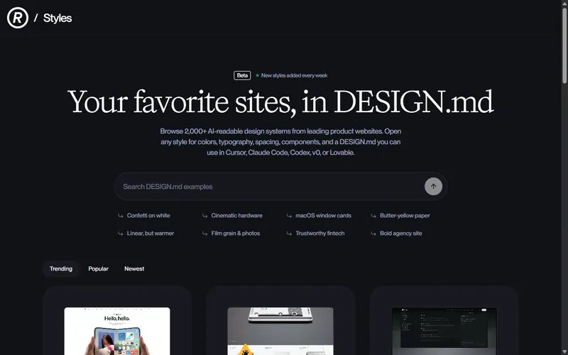 Refero Styles website preview