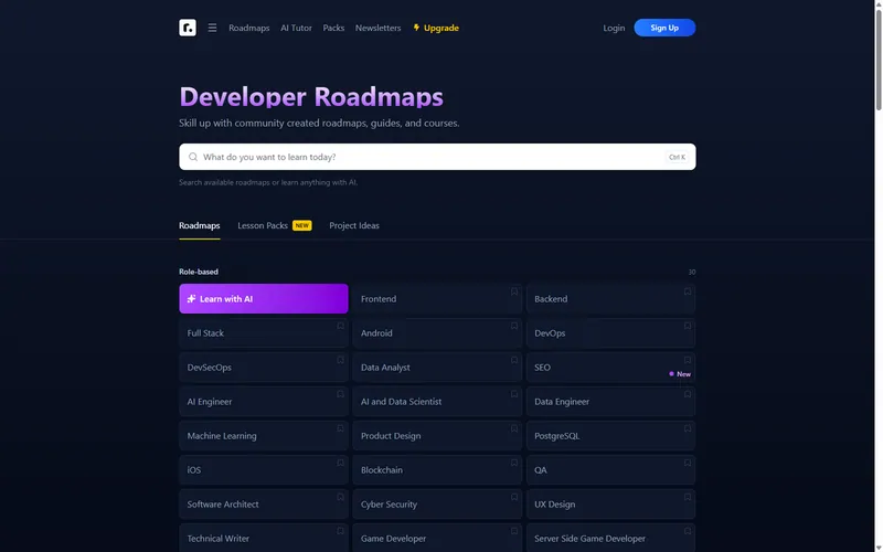 roadmap.sh website preview
